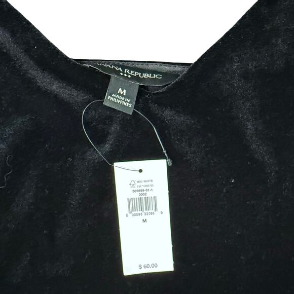 Banana Republic Black Velvet Spaghetti Strap Tank Top Camisole size M NEW Tags - Picture 4 of 9